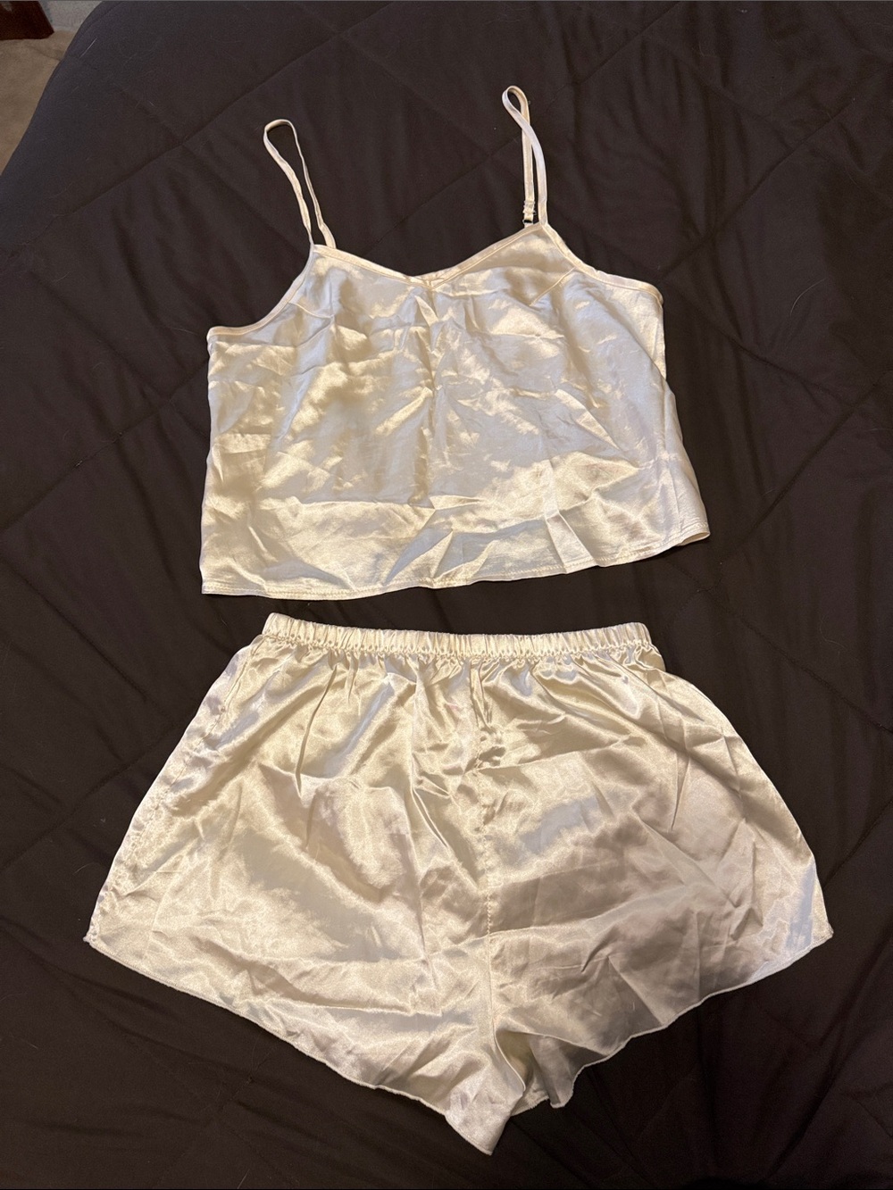 Satin Cami & Shorts Set - Ivory Cream